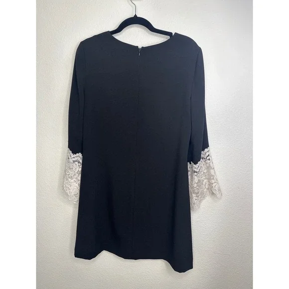 Tahari Arthur S. Levine Black Dress Lace Bell Sleeve Cocktail Party size 4 - Picture 3 of 9